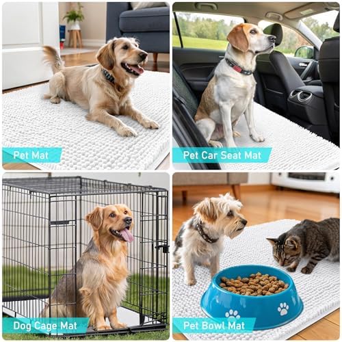 OLANLY Dog Door Mat for Muddy Paws 70x35, Super Absorbent Chenille Mud Mat - Image 7