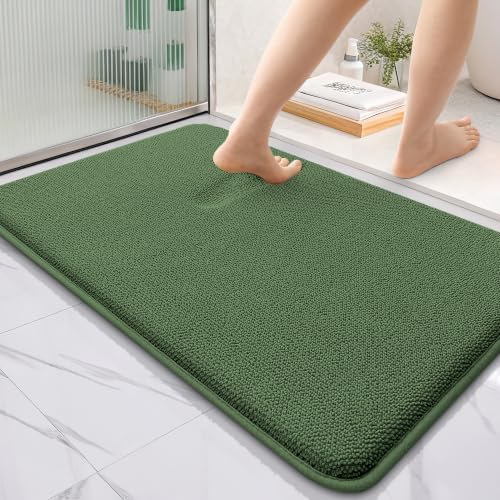 OLANLY Memory Foam Bathroom Rugs 36x24, Absorbent Bath Mat, Olive Green by OLANLY