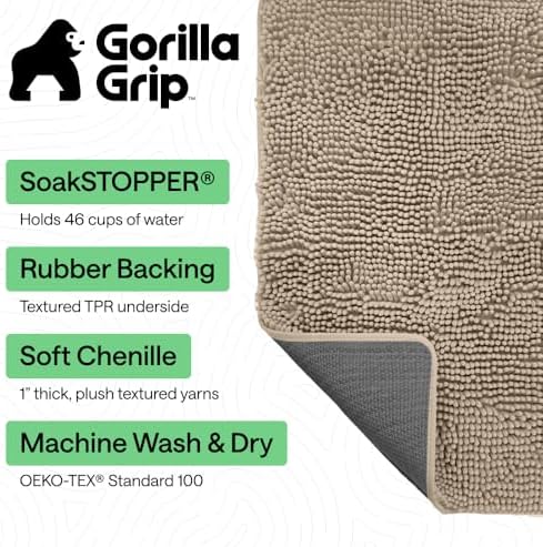 GORILLA GRIP SoakSTOPPER Dog Door Mat, Machine Wash and Dry, 60x36 Beige - Image 3