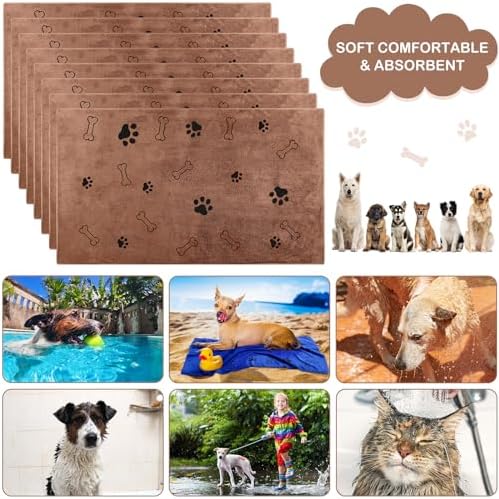 Chumia 8 Pcs Dog Towel for Drying, 40 x 24 Inch, Dog Paw and Bone - Image 5