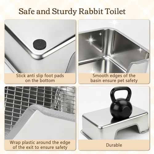 Rypet Large Stainless Steel Rabbit Litter Box Set - Image 4