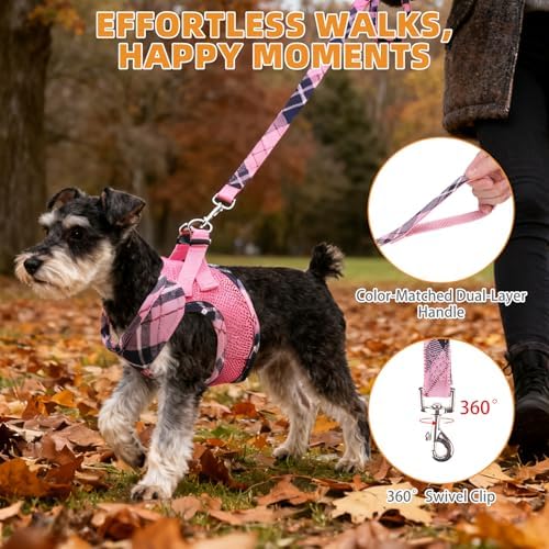 KOOLTAIL Dog Harness and Leash Set, Cute Pink Girl Dog Harness Medium Sized Dog - Image 6