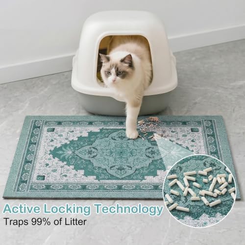 Glittme Cat Litter Mat 33"x22" Non-Slip Washable Trapping Mat - Image 2