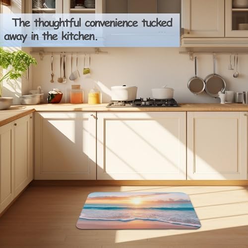 Sunset Beach Bathroom Mat, Non-Slip Rubber Backing Thin Low-Profile Bath Rug - Image 6