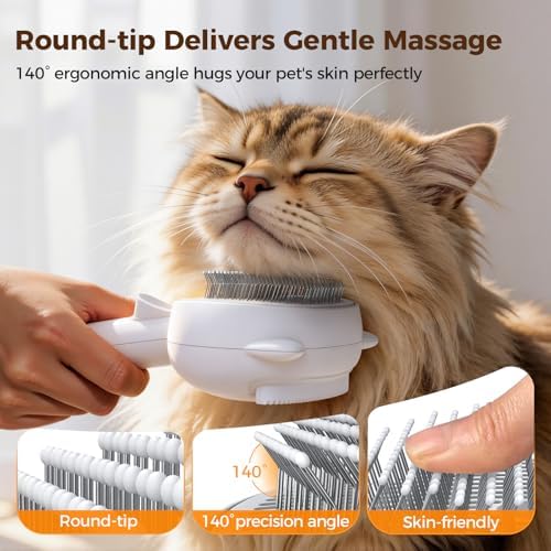 Self Cleaning Shedding Steam Cat Brush, Silicone Scraper Included - Image 5