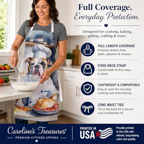 Caroline's Treasures American Bulldog The Chef Apron Cooking Kitchen Server - Image 4