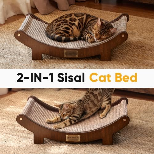 FUKUMARU Extra Large Sisal Cat Scratcher Bed Indoor Sturdy Wood Scratch Bed - Image 2
