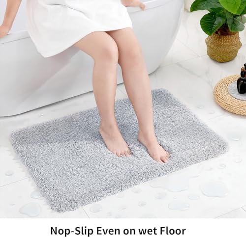 Disolla Silver Grey Bathroom Runner Rug 24x59, Soft Plush Large Bath Mat - Image 3