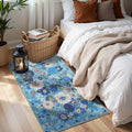 Blue Garden Floral Hallway Runner Rug 2x4 by WelcometoBabovid
