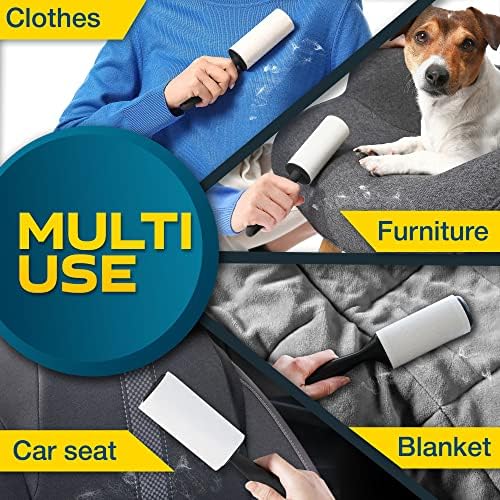 Lint Rollers 2 pcs, 900 Sticky Sheets, Extra 8 Spare Rollers/Hair Remover - Image 3