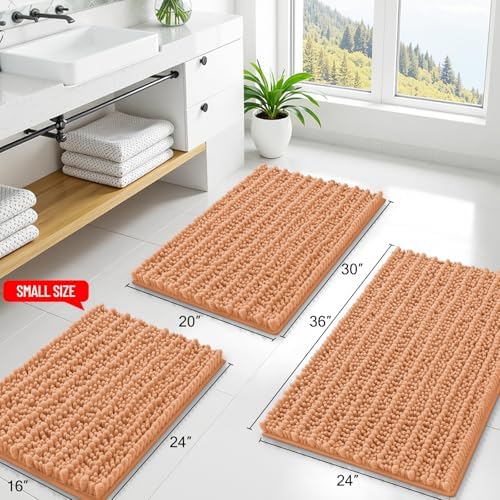 Smiry Bathroom Rugs 24X16, Extra Soft Rubber Backing Chenille Bath Mats - Image 2