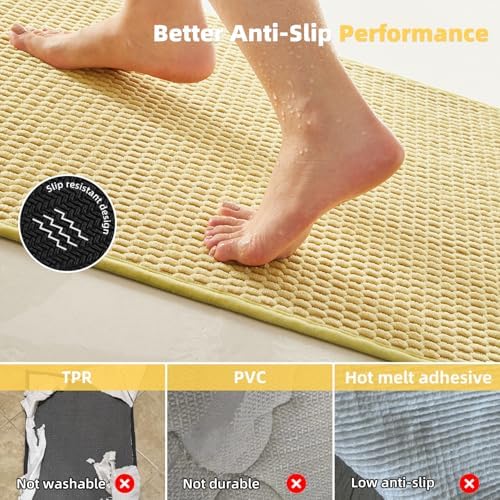 TYUU Bathroom Runner Rugs, Long Bath Mat Runner Washable Thin Quick Dry Low - Image 4
