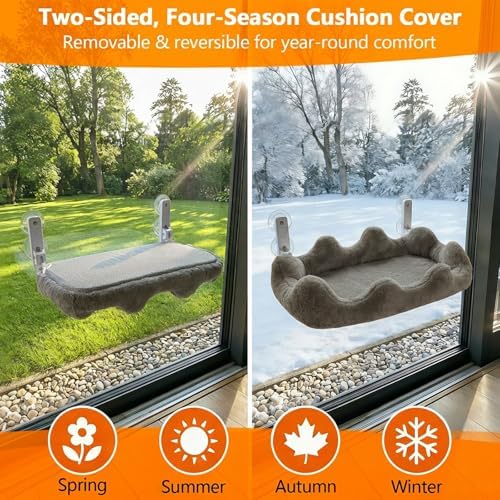 Homegroove Cat Window Perch, 24 x 12 Inch Foldable Cat Hammock - Image 6