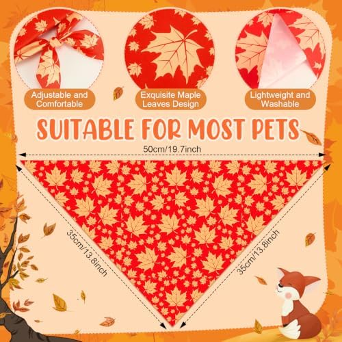 Preboun 100 Pcs Fall Thanksgiving Dog Bandanas Bulk, Pumpkin & Maple Leaves - Image 3
