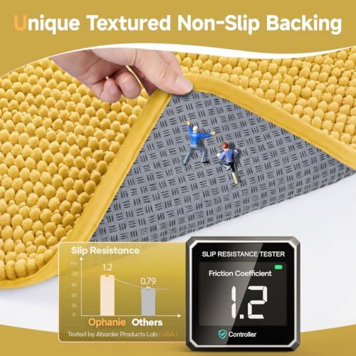 Ophanie Yellow Bathroom Rugs 44x24, Soft Chenille Bath Mat, Non Slip Absorbent - Image 4
