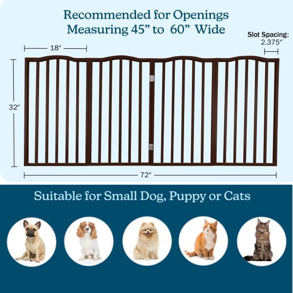 PETMAKER Pet Gate, 4 Panel Freestanding Dog Gate Indoor, 72” x 32” - Image 3