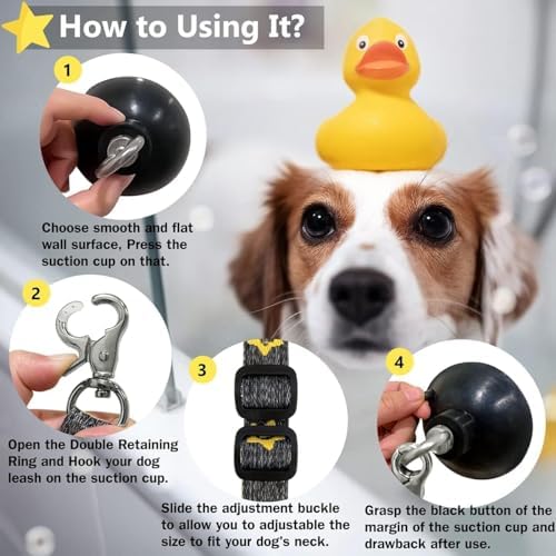 AYNEFY Dog Bath Tether Suction Cup, Pet Bathing Grooming Shower Restraint - Image 5
