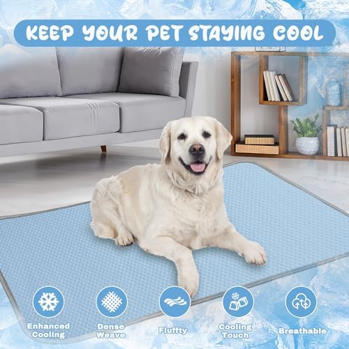 Buvlnee Summer Dog Cooling Mat Washable Ice Silk Self Cool Pad - Image 2