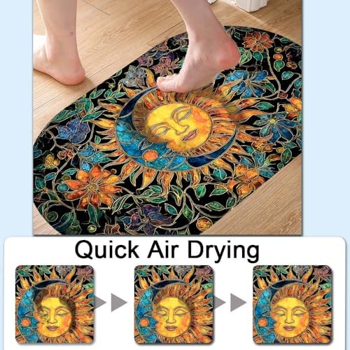 Sun and Moon Leaves Super Absorbent Quick-Drying Bathroom Mat Rug, Rubber - Image 5