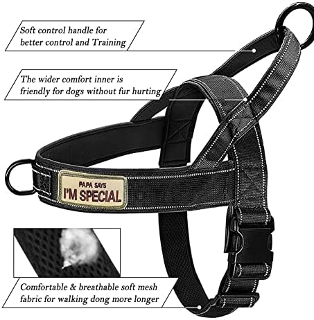 No Pull Dog Harness Black for Small Medium Large Sized Dog, Reflective Escape - Image 6
