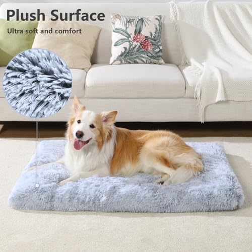 Large Dog Bed Crate Pad 35", Washable Soft Plush Pet Mats - Image 2