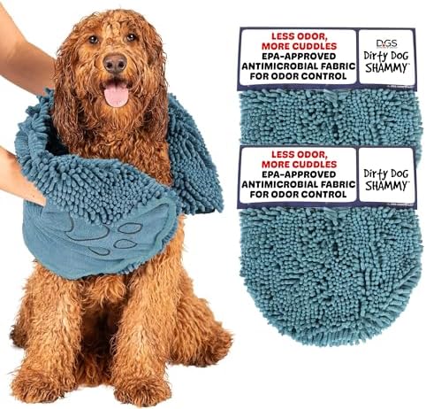 Dog Gone Smart The Dirty Dog Shammy Bath Towel 2Pack, Pacific Blue 31×13 in by DogGoneSmartBed