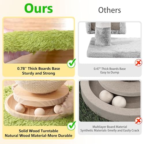 Mushroom Cat Scratching Post Cat Tree, 21.5‘’ H Cute Cat Scratcher Tower - Image 4