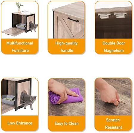 DWANTON Cat Litter Box Enclosure, Hidden Litter Box Furniture, 23.6 Inches - Image 5