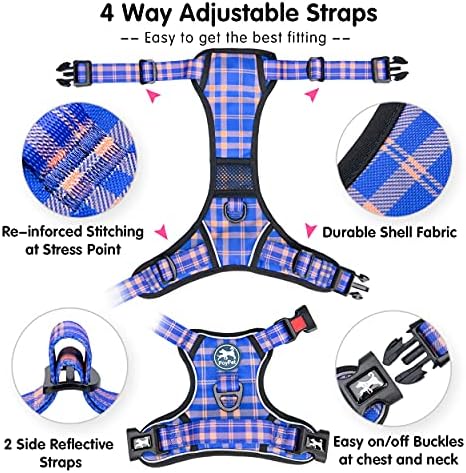 PoyPet Plaid Dog Harness Medium, No Pull Vest - Image 3