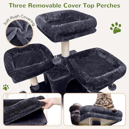 Globlazer Big XXL Cat Tower for Indoor Multiple Cats, Dark Grey - Image 2