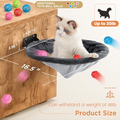 JUNSPOW Cat Hammock Wall Mounted, Foldable & Stable Cat Beds- Breathable Cats - Image 4