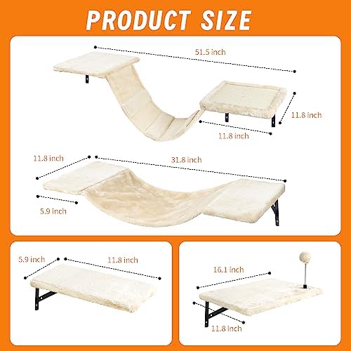 Cat Wall Shelves, Space-Saving Wood Cat Wall Furniture - Image 6