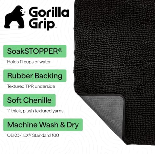 GORILLA GRIP SoakSTOPPER Dog Door Mat, Machine Wash and Dry, 24x17 Black - Image 3
