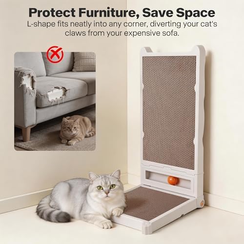 No Assembly Cat Scratching Post, 21.7 Inch Foldable Cat Scratcher - Image 4