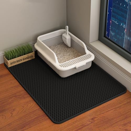 Cat Litter Mat, Double Layer Cat Litter Box Mat by HCY%26WLD