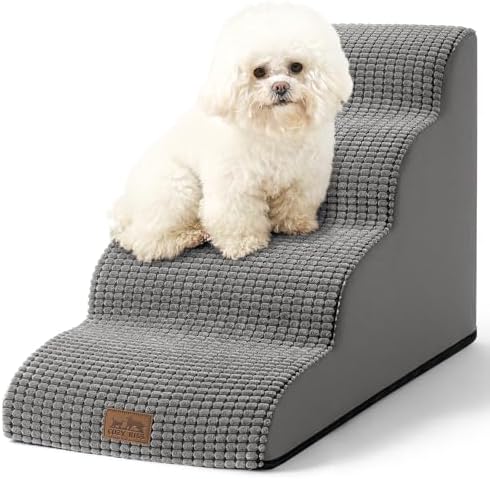 COZY KISS Dog Stairs for Small Dog 19.7" H, 4 Step Pet Ramp for Bed by COZYKISS