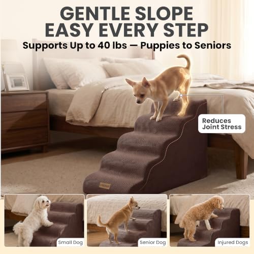 Miorun Dog Stairs for High Beds, 24.5" Foam Pet Ramp Step for Small Dogs - Image 3