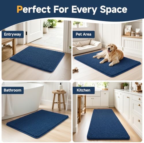 Ophanie Navy Blue Toilet Rugs U-Shaped 20x20, Soft Chenille Contour Bath Mat - Image 7