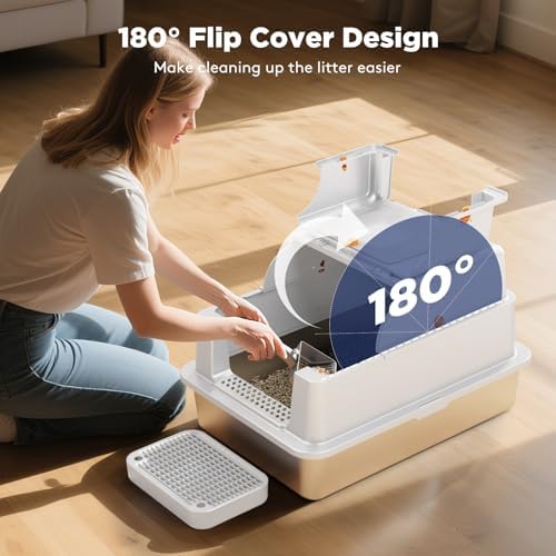 FURTIME XXXL Extra Large Enclosed Stainless Steel Litter Box - Image 3