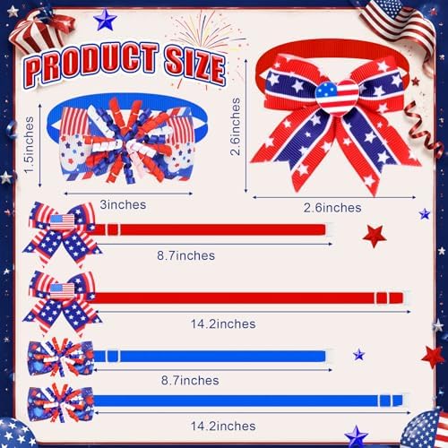 Huhumy 100 Pcs 4th of July Dog Bow Ties Bulk Independence Day Pet Collars - Image 2
