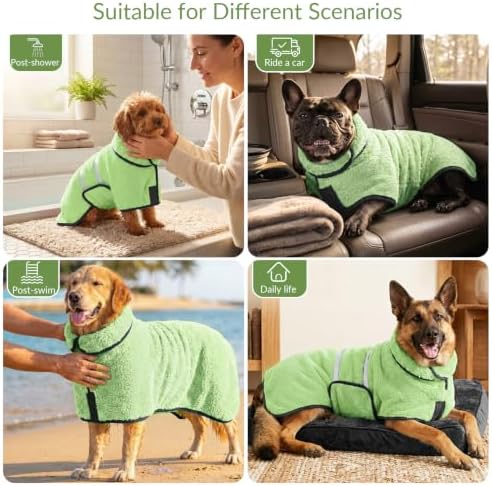 Dog Bathrobe, Super Absorbent for Small to Large Dogs, Neon Green L - Image 7