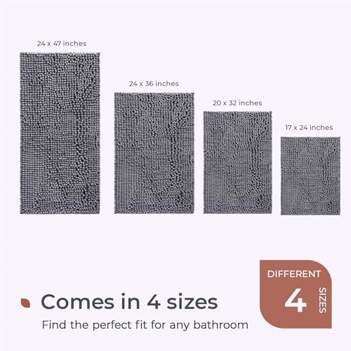 FRESHMINT Large Chenille Bathroom Rugs Mat 36”x24”, Non-Slip Bath Mat - Image 6