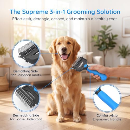 Deshedding Dog Brush，3-in-1 Undercoat Rake - Image 5