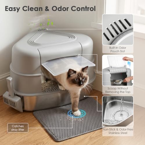 Stainless Steel XXL Corner Cat Litter Box - Image 4
