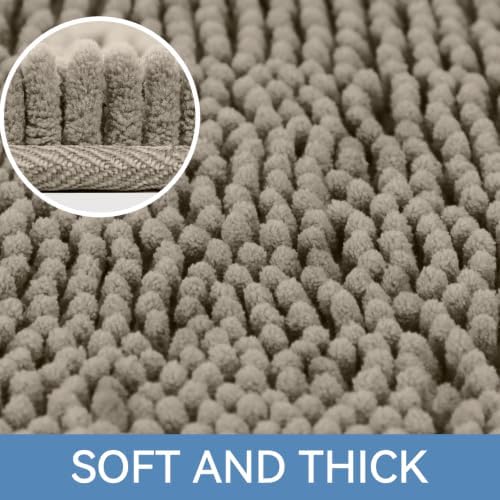 Bcoimo Bath Rug Mat, 30x20 Chenille High Absorbent Latte Bathrom Floor Mats - Image 4