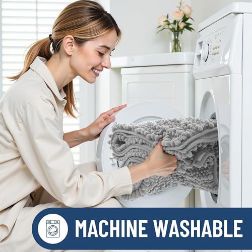 Smiry Bathroom Rugs 59X20, Extra Soft Rubber Backing Chenille Bath Mats - Image 6