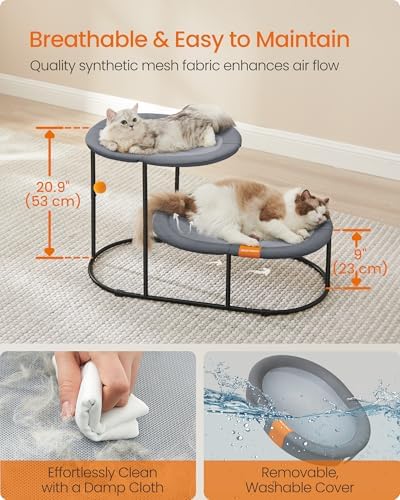 Feandrea 2-Tier Elevated Cat Bed, Breathable Hammock, Washable Mesh - Image 5