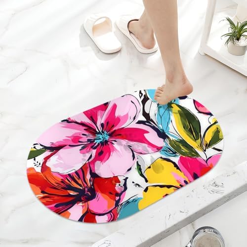 Brightly-Colored-Flowers Super Absorbent Quick-Drying Bathroom Mat Rug - Image 6