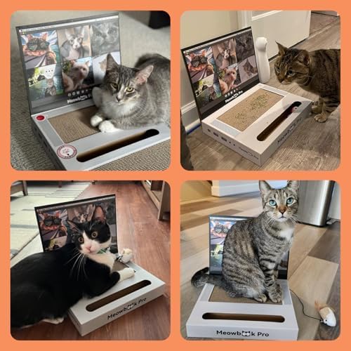 2PCS Cat Scratcher Laptop with 'Mouse' Jingle Ball, 3-in-1 Cardboard Cat - Image 6