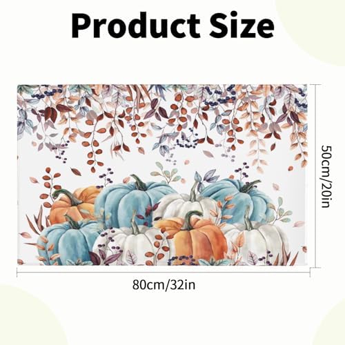 Giwawa Fall Orange Pumpkin Bath Rug Eucalyptus Leaves Bathtub Mat Soft Washable - Image 3